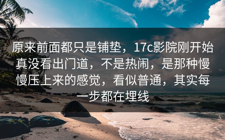原来前面都只是铺垫，17c影院刚开始真没看出门道，不是热闹，是那种慢慢压上来的感觉，看似普通，其实每一步都在埋线