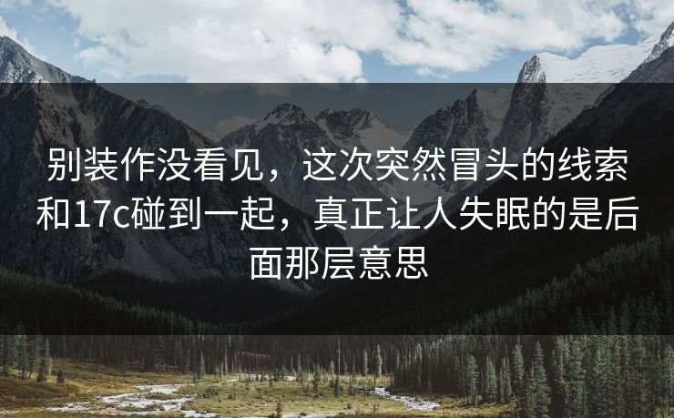 别装作没看见，这次突然冒头的线索和17c碰到一起，真正让人失眠的是后面那层意思