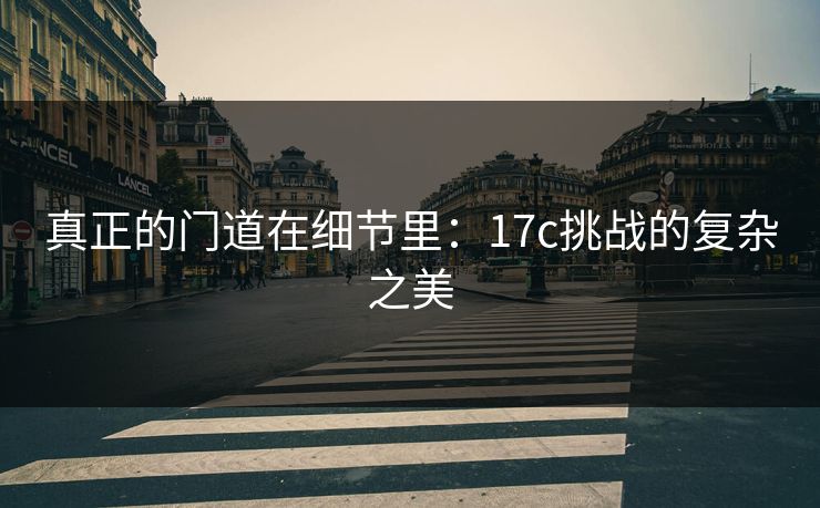 真正的门道在细节里：17c挑战的复杂之美