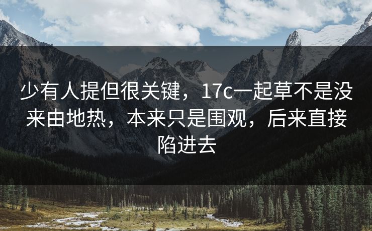 少有人提但很关键，17c一起草不是没来由地热，本来只是围观，后来直接陷进去
